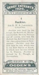 1926 Ogden's Derby Entrants #4 Buckler Back